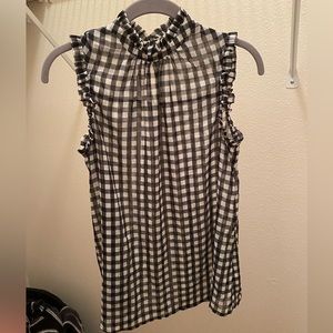 Who What Wear brand gingham sleeveless ruffle top